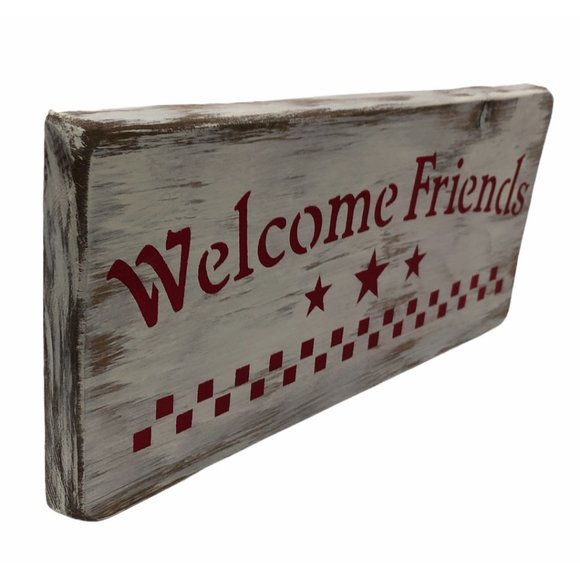 Welcome Friends Handmade in USA Wooden Sign - Picture 3 of 6